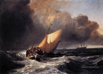 Bateaux néerlandais dans un Turner Gale Peinture à l'huile